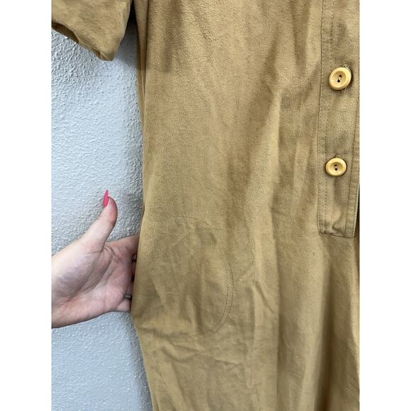 David Warren Womens Dress Size 12 Brown Suede Half Button Up Collared Vintage - Picture 5 of 15